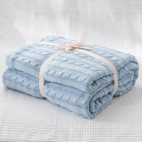 CHUNTIAN Battilo 100%Cotton Twisted flower Knitted Throw Blanket Soft Thicken Warm Winter Blanket Heavyweight Oversize Decorative Plaid