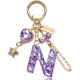 thumbnail image 1 of PTSPLLMY Bling Cute Keychain Initial Letter Gift for Women Girls Pink Purple Key Chain Cup Bag Charms Accessories, 1 of 6