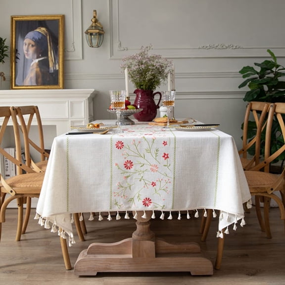 CHUNTIAN Bringsine Cotton Linen Solid Design Tablecloth,Rectangle Table Cloth Cover for Kitchen Dinning Tabletop Buffet Decoration Cath Kidston(Rectangle/Oblong, 55 x 87 Inch)