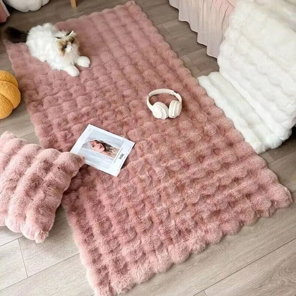 CHUNTIAN Bubble Plush Carpet For Home Decor Imitation Rabbit Hair Balcony Cushion Kids Living Room Faux Fur Rug Girl Bedroom Foot Mat