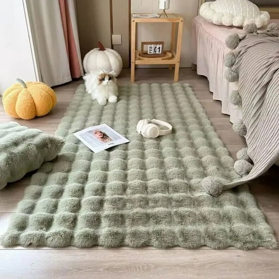 CHUNTIAN Bubble Plush Carpet For Home Decor Imitation Rabbit Hair Balcony Cushion Kids Living Room Faux Fur Rug Girl Bedroom Foot Mat