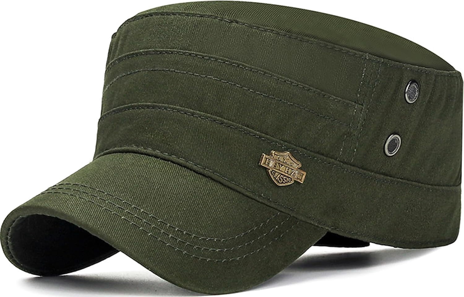 Cadet Army Cap - Unisex Military Flat Top Hat, Adjustable 55-60cm, Cotton, For Men & Women