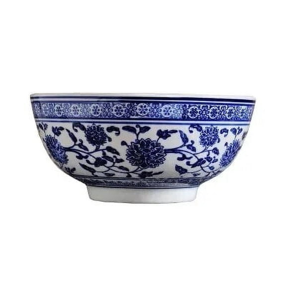 PTSPLLMY Ceramic Bowl Blue and White Porcelain Japanese Bone China Tableware Household Kitchen Supplies Rice Noodle 10 Inch Large Bowl