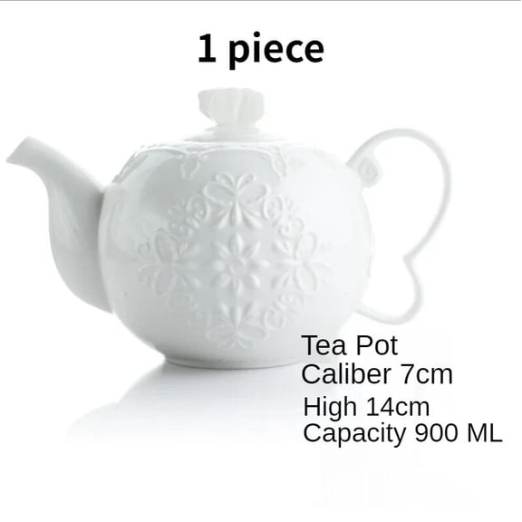 PTSPLLMY Ceramic Coffee Tea Pot European White Butterfly Relief Teapot Bone China Water Ware Sugar Bowl Milk Jug Home Bar Decoration