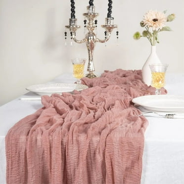 CHUNTIAN Cheesecloth Table Runner Boho Gauze Fabric Rustic Decor for Bridal Wedding Decor Baby Shower Valentine Birthday Party Table Path