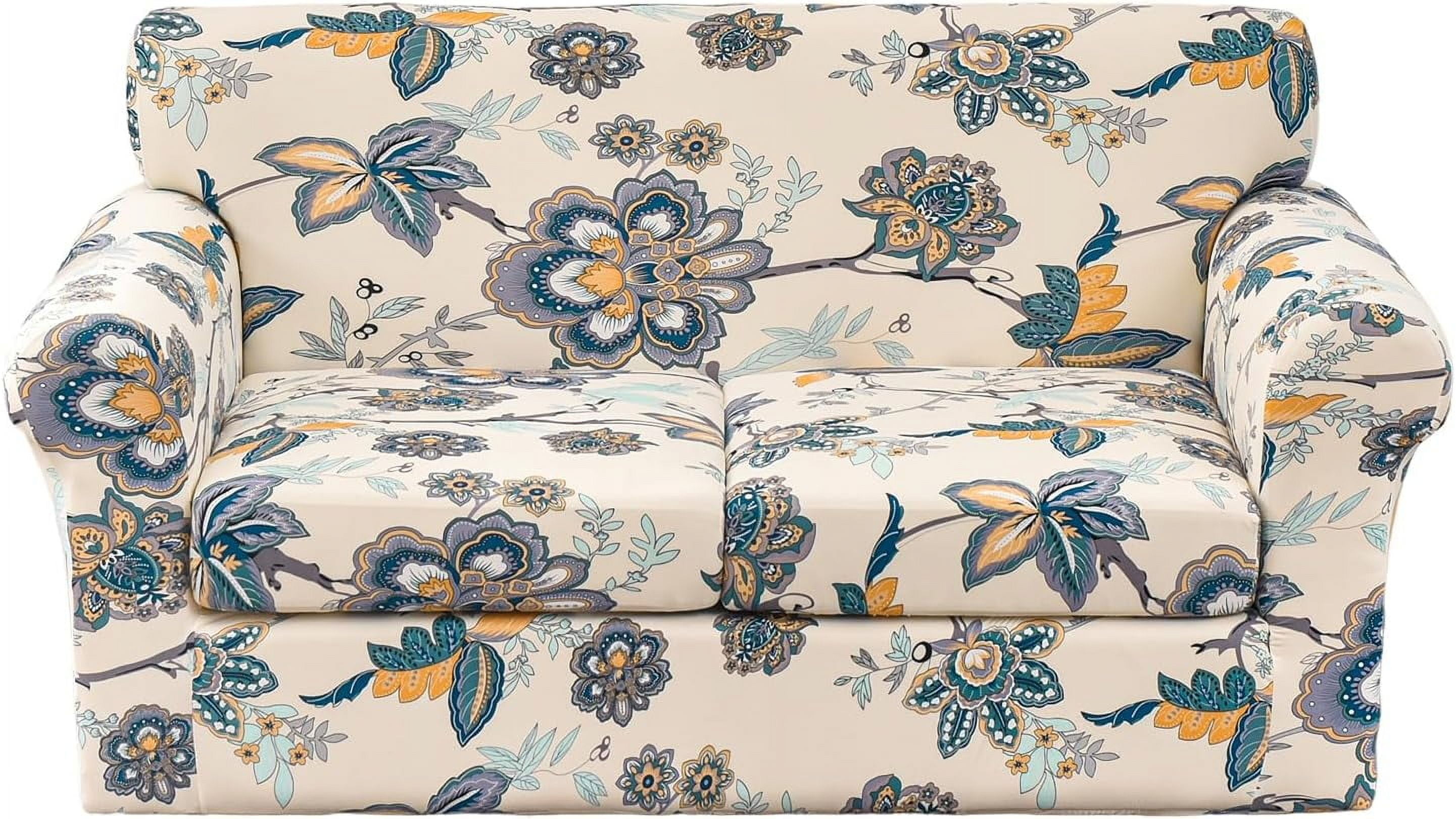 CHUNTIAN Couch Cover Chair Covers Printed Sofa Covers 2-Piece Stretch Armchair Sofa Couch Slipcover Sectional Couch Covers for Sofa Furniture Protector with Non Slip Elastic Bottom for Living Room