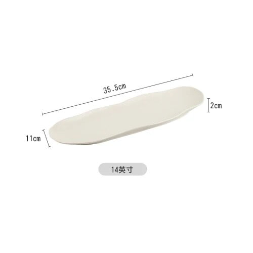 CHUNTIAN Creative Ceramic Pure White Long Western Plate Hotel Characteristic Irregular Cake Dim Sum Dish Restaurant Cooking Tableware