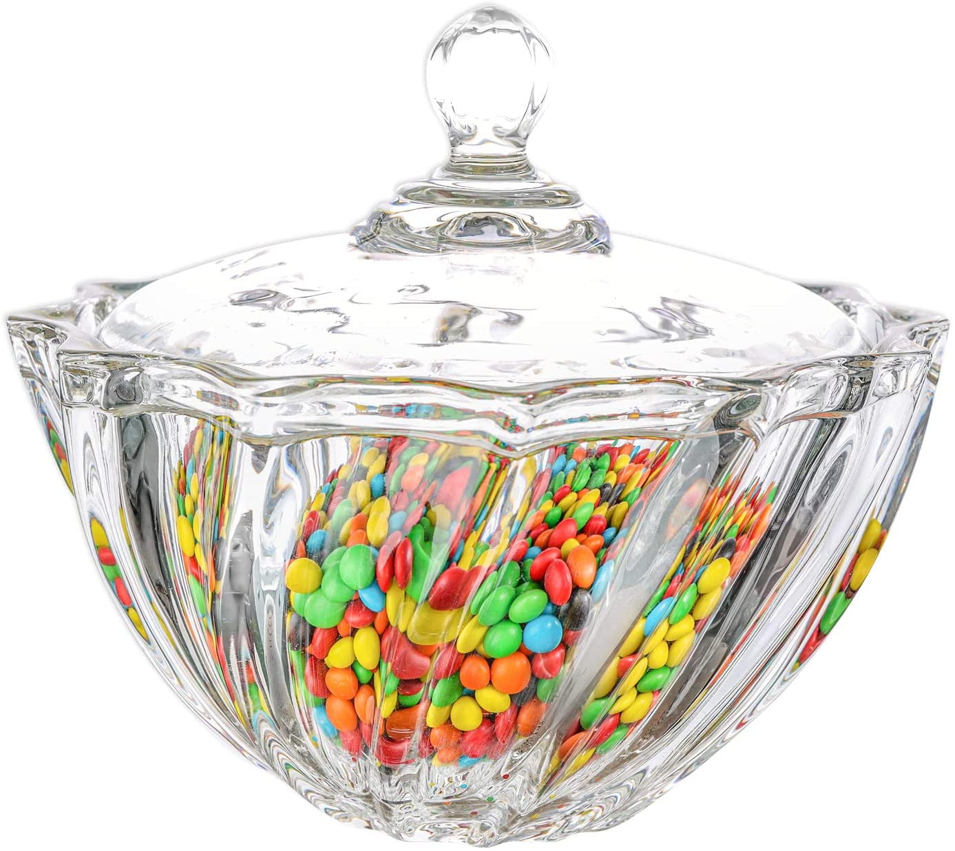 Clear Octagonal Glass Candy Bowl with Lid