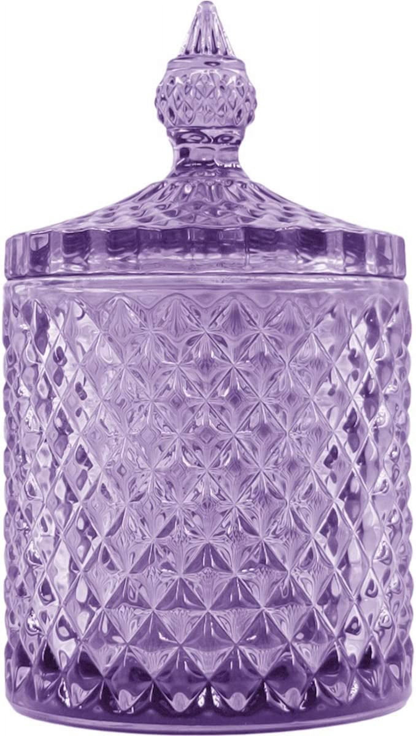 CHUNTIAN Diamond Faceted Crystal Glass Candy Jar with Lid, 18oz Blue Decorative Jar, Nut Jar, Dried Fruit Storage Jar.