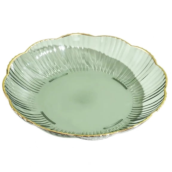 PTSPLLMY Fruit Plate Dinner Plate Golden Edge Stackable Snacks Serving Platter Unbreakable Round Salad Dessert for Dining for Hosting