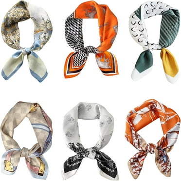 CHUNTIAN Glamorstar Satin Neck Scarf 6 Packs Square Handkerchief for Women