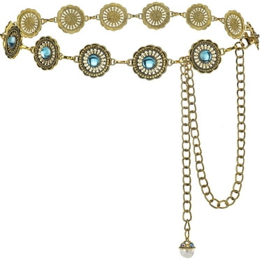 CHUNTIAN Glamorstar Vintage Chain Belts for Women Western Concho Metal Waist Belt for Dresses