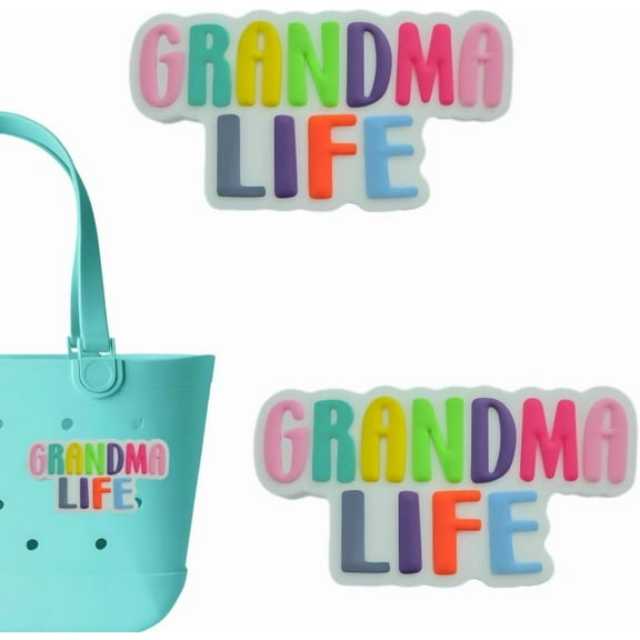 CHUNTIAN Grandma Life Charms for Bogg Bag - Set of 2 PVC Rubber Inserts, Compatible with Bogg Bag Accessories, Beach Bag Charms Inserts Accessories for Women Girls