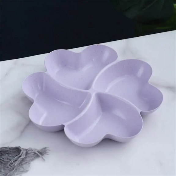 CHUNTIAN Grid Plate Smooth Material Fruit Plate Flower-shaped Special Plate Snack Snack Plate Beautiful Shape Four-leaf Clover Plate