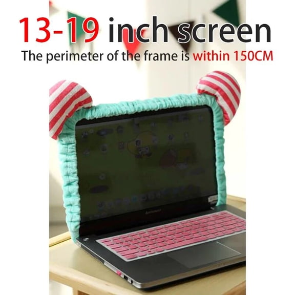 PTSPLLMY Japanese Multi-color Cute Cat Bow Dust Computer Peripheral Laptop Monitor Decorative Cover Protective Sleeve