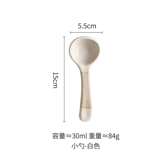 CHUNTIAN Japanese Stoneware Large Soup Spoon Color Matching Ceramic Rice Spoon Creative Matte Home Tableware Long Handle Big Scoop