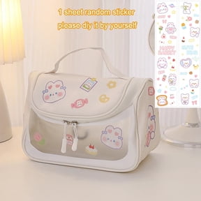 PTSPLLMY Kawaii Bear Makeup Bag Plastic Cute Large Cosmetic Bag For Women Korean Travel Organizer Storage Bags Portable Waterproof Pouch