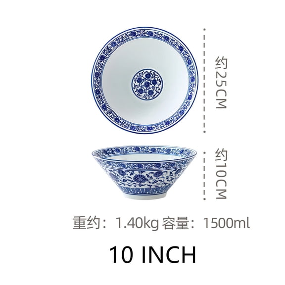CHUNTIAN Korean Creative Trumpet Bowl Ceramic Japanese Blue and White Porcelain Tableware Big Bowl Ramen Home Restaurant Kitchen Supplies
