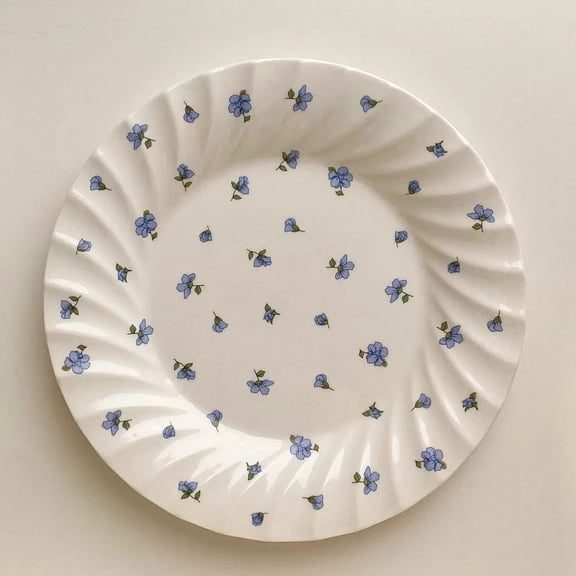 PTSPLLMY Korean Retro Floral Ceramic Plate for Pasta, Fried Rice Oval Plate, Breakfast Plate