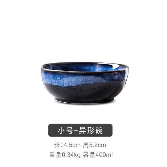 PTSPLLMY Large Bowl Tableware Gradient Blue Janpan Rice Soup Dinner Service Retro Ceramic Dinnerware Restaurant Home Kitchen Supplies
