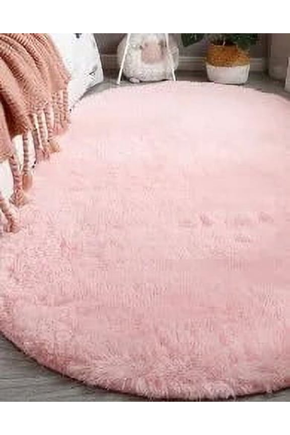 Large Size Oval Plush Rug Fluffy Home Decor Bedside Thick Tie Dye Rug Living Room Bedroom Rug Multi Color Available