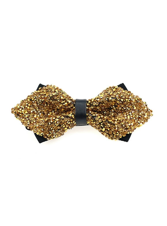 Luxury Men Ties Black Gold Diamond Glitter Bow Tie For Man Blouse Shirt Bowtie Formal Collar Bowknot Male Wedding Accessories