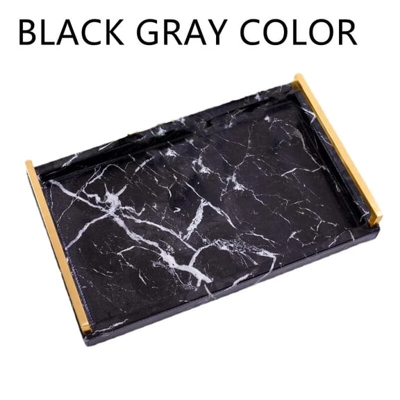 CHUNTIAN Marbled Leather Tray Large Nordic Rectangular Metal Handle Plate Storage Trays Decorative Home Hotel Coffee Table Service Plate