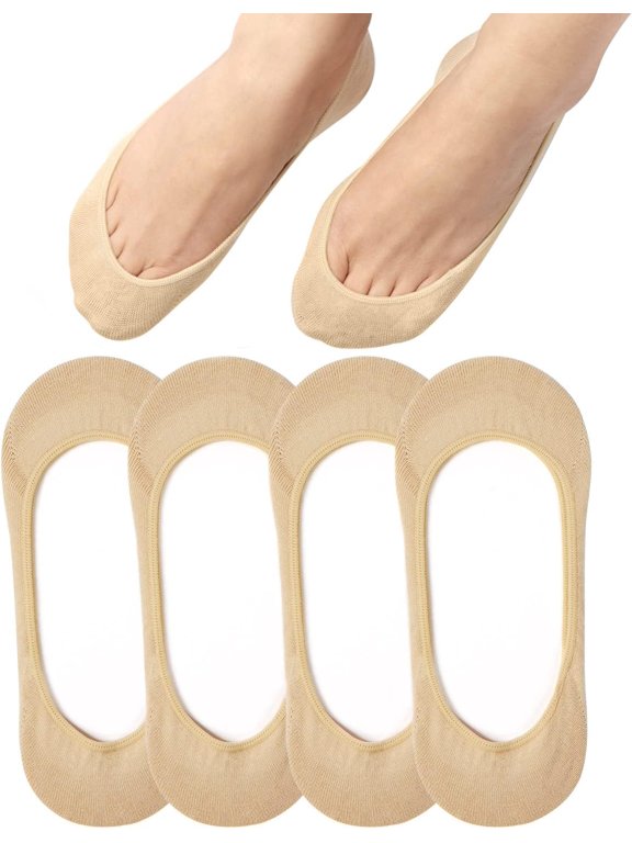 No Show Socks Womens for Flats, Ultra Low Cut Invisible Footies Non Slip Hidden Liner Socks 4/6 Pairs