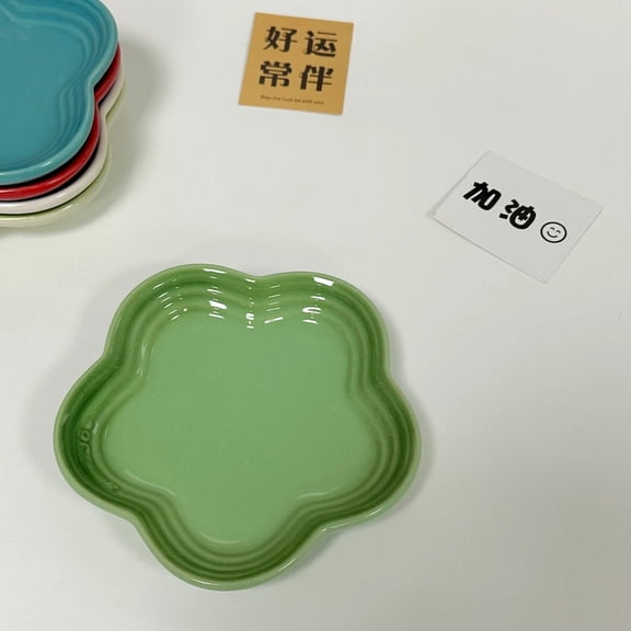 CHUNTIAN Plum Blossom Small Plate 14cm Sauce Plates French Cool Color Cake Dish Gradual Spit Bone Dishs Tableware Ceramic Dessert
