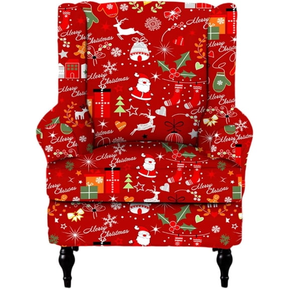 CHUNTIAN Polyester Wing Chair Covers 2 Piece Stretch Wingback Chair Slipcover Solid Wingback Armchair Covers with Elastic Bottom for Living Room Bedroom Wingback Chair,A32