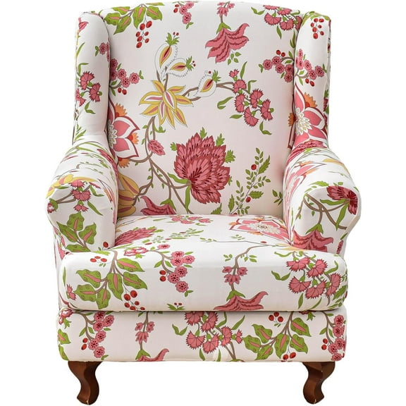 CHUNTIAN Polyester Wing Chair Covers 2 Piece Stretch Wingback Chair Slipcover Solid Wingback Armchair Covers with Elastic Bottom for Living Room Bedroom Wingback Chair,A32