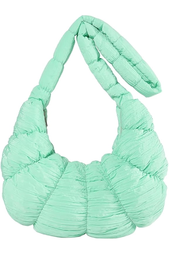 Quilted Crossbody Bags for Women Puffer Tote Bag Half-moon Shaped Puffy Shoulder Bag Lightweight Padding Quilted Bag