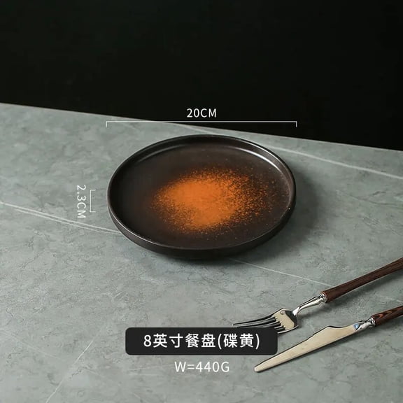 CHUNTIAN Retro Creative Ceramic Steak Plate Restaurant Flat Plate Dessert Dish Sushi Dish Pasta Plate Molecular Food Specialty Tableware