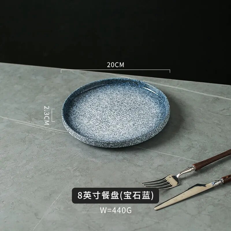 6PCS Flat Ceramic Steak Plate Salad Plates main image 0