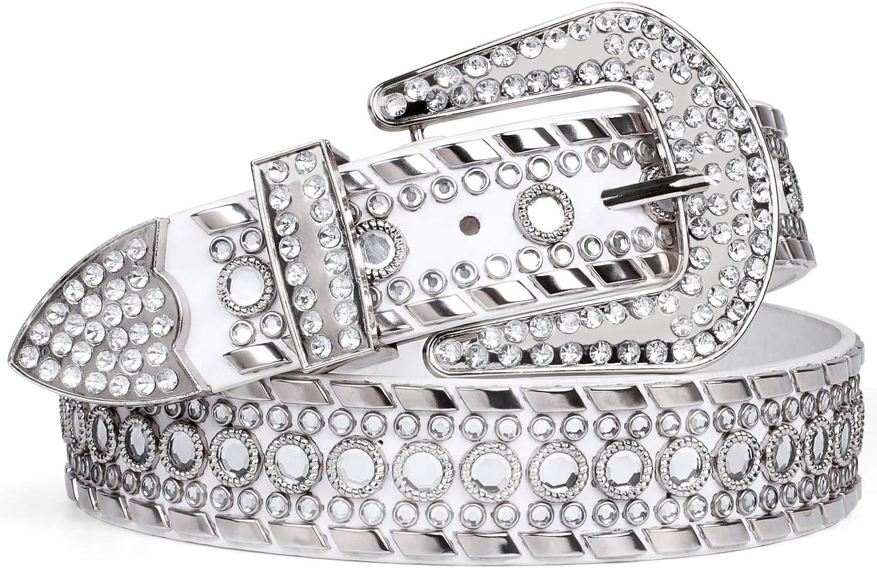 Rhinestone Belt for Men Women Western Cowboy Cowgirl Bling Studded Leather Belt for Jeans Pants