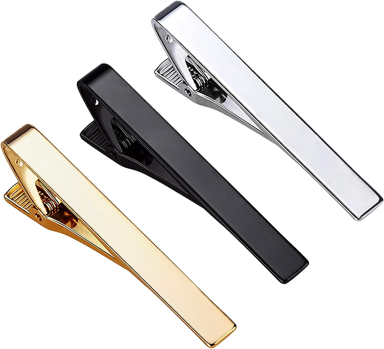 CHUNTIAN Roctee Tie Clips for Men, 3 Pack Classic Tie Clip Silver Gold