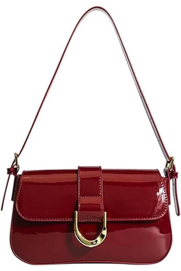 Shoulder Bags for Women Red Purse Y2k Hobo Handbag PU Leather Top Handle Underarm Clutch Purse Trendy Crossbody Bag