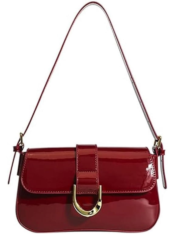 Shoulder Bags for Women Red Purse Y2k Hobo Handbag PU Leather Top Handle Underarm Clutch Purse Trendy Crossbody Bag