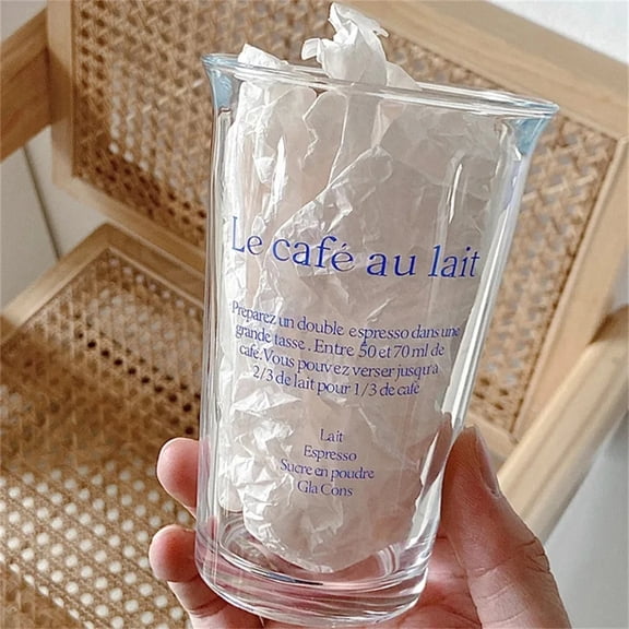 CHUNTIAN Simple Alphabet Coffee Mug Water Cup Korean INS Home Breakfast Coffee Cups Clear Glass Cold Extract Cup Office Drinking Glass