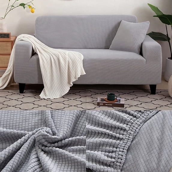 CHUNTIAN Sofa Cover for Living Room Thick Elastic Polar Fleece Cover for Sofa Couch Armchair 1/2/3/4 Seat L Shaped Corner Sofa Cover