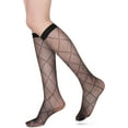 thumbnail image 1 of CHUNTIAN Sox Womens Fishnet Knee High Socks Girls Hollow Out Black Lace Stockings Sexy Sheer Mesh Trouser Socks Calf Sock, 1 of 7