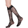 thumbnail image 1 of CHUNTIAN Sox Womens Fishnet Knee High Socks Girls Hollow Out Black Lace Stockings Sexy Sheer Mesh Trouser Socks Calf Sock, 1 of 8
