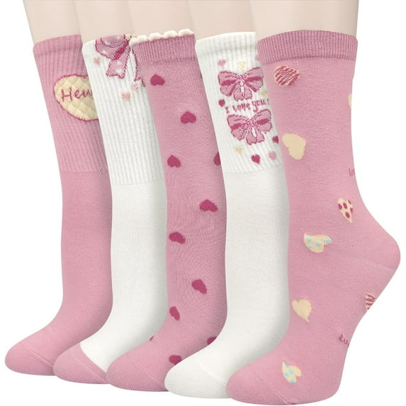 CHUNTIAN Sox Womens Funny Crew Socks Girls Cute Novelty Animal Flower Patterned Socks Funky Cotton Dress Mid-calf Sock Gifts