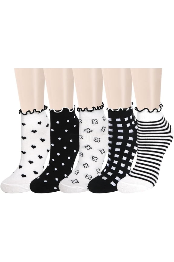 Sox Womens Girls Cute Frilly Lettuce Ankle Socks Fun Novelty Ruffle Top Floral Kawaii Short Socks