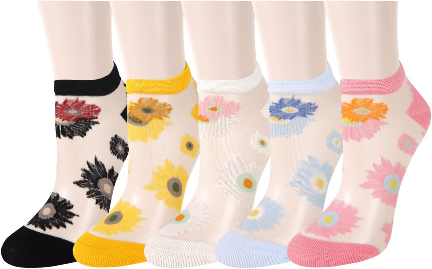 CHUNTIAN Sox Womens Girls Lace Sheer Socks Ultrathin Crystal Glass Crew Socks Transparent Novelty Nylon Fishnet Ankle Socks