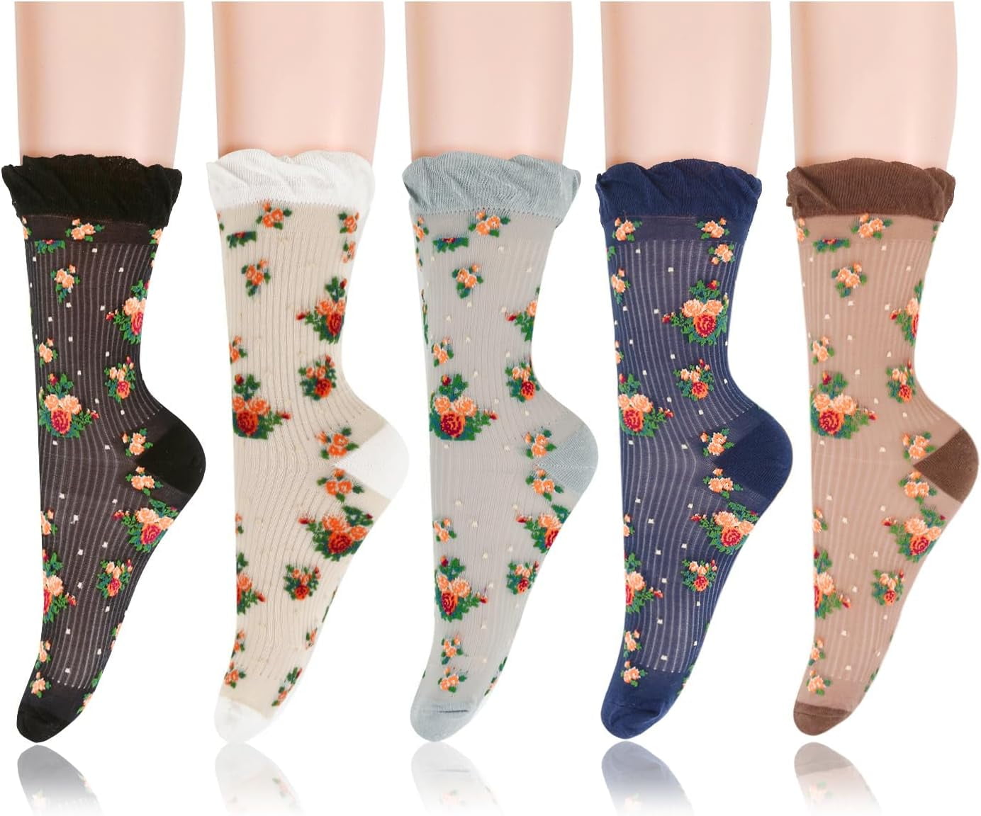 CHUNTIAN Sox Womens Ruffle Socks Cute Fancy Crew Socks Frilly Dress Socks  Girls Lettuce Trim Turn-Cuff High Ankle Socks - Walmart.com