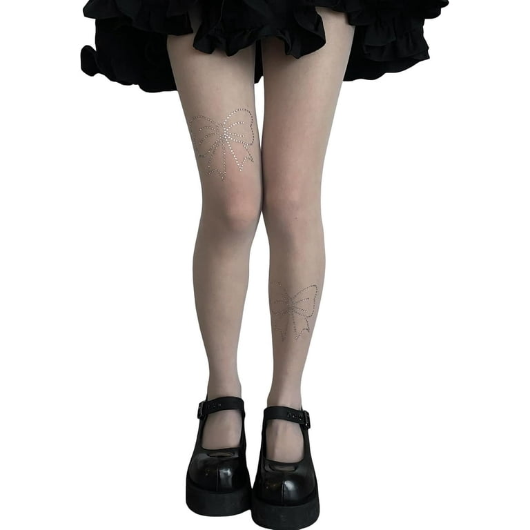 CHUNTIAN Sparkly Pantyhose 12D Rhinestone Sheer Tights for Women Sheer Mesh Tights High Waist Pantyhose Soft Silk Stockings