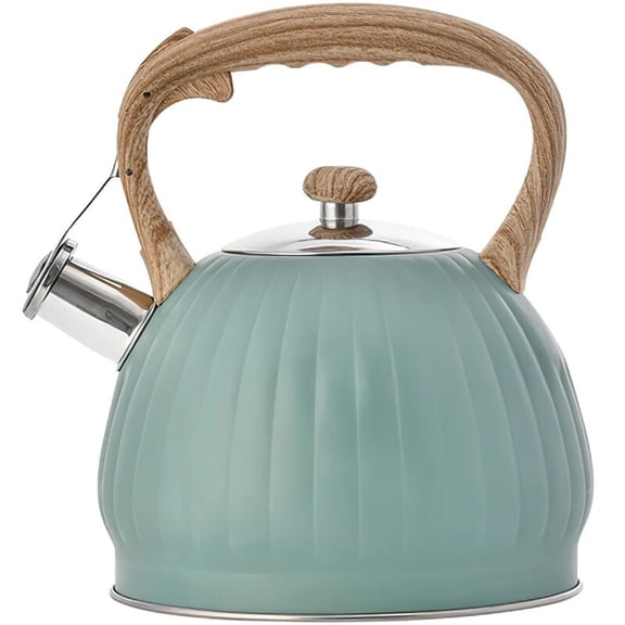 CHUNTIAN Stainless Steel Boil Water Kettle Green Pumpkin Bakelite Handle Half Ball 3L Whistle Induction Cooker Household Kitchen Supplies