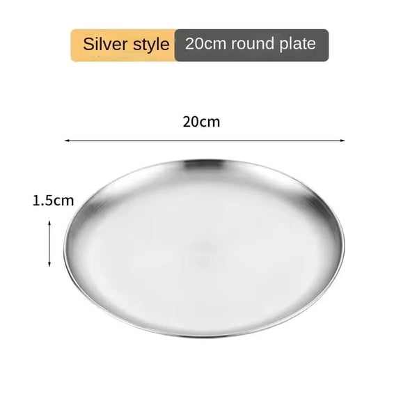 CHUNTIAN Stainless Steel Metal Tray Korean Style Frosted Dinner Plate Net Red Photo Metal Simple Round Coffee Dessert Plate