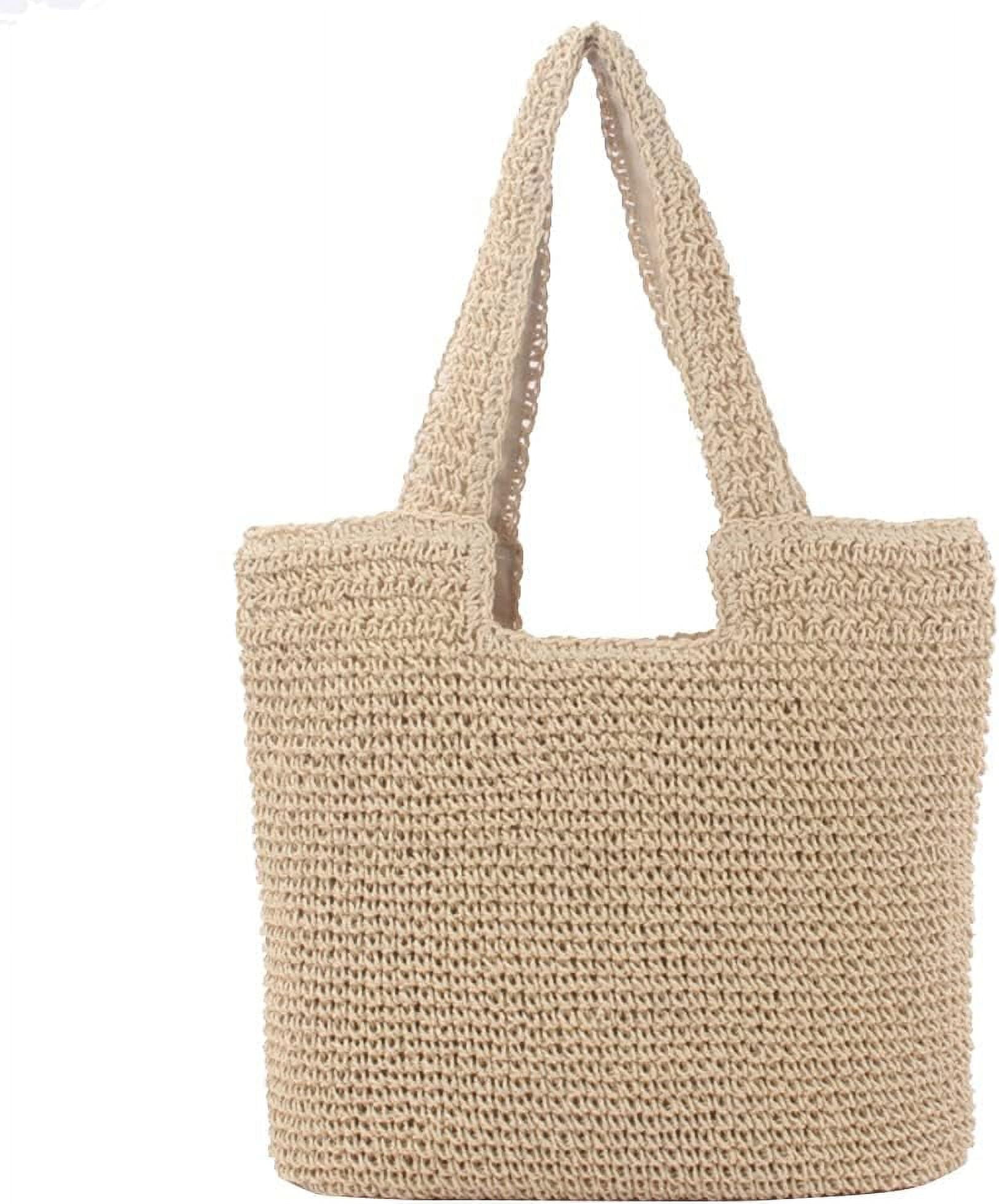 PTSPLLMY Straw Beach Bags for Women Straw Tote Bag Woven Shoulder Bag ...